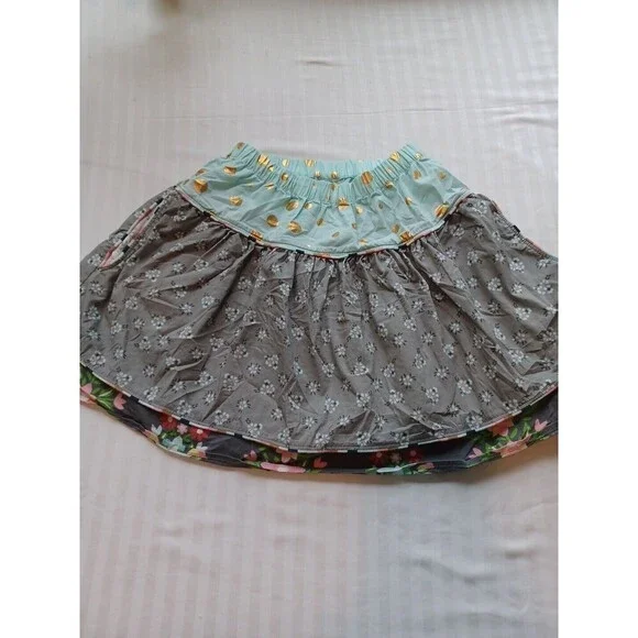 Matilda Jane girls pull-on skirt 6 polka dot floral tiers pockets mixed fabric - Picture 1 of 7
